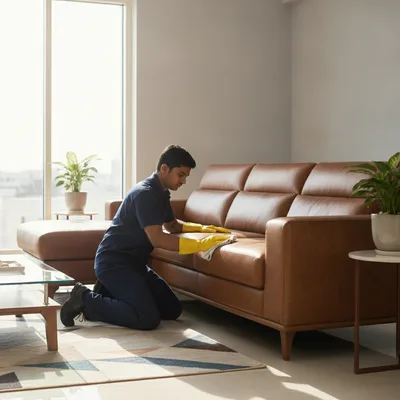Leather Sofa Cleaning & Polishing in HSR Layout, Bengaluru by KBS Home Services