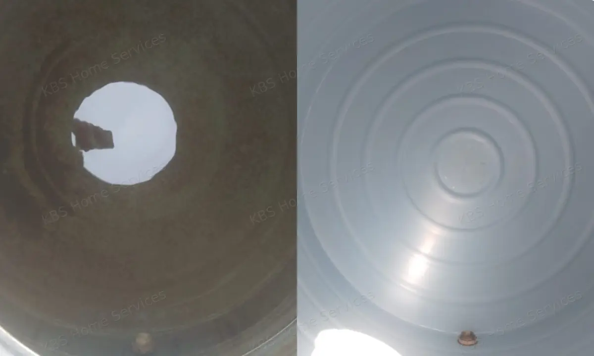 Overhead water tank before and after professional cleaning in Bengaluru by KBS Home Services (1)
